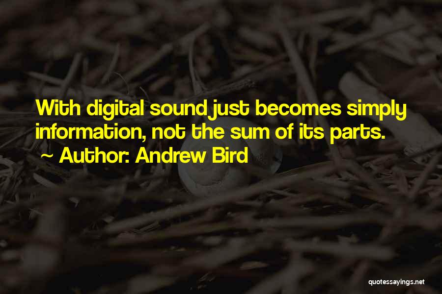 Andrew Bird Quotes: With Digital Sound Just Becomes Simply Information, Not The Sum Of Its Parts.