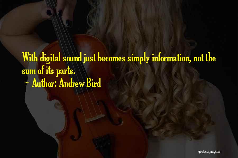 Andrew Bird Quotes: With Digital Sound Just Becomes Simply Information, Not The Sum Of Its Parts.