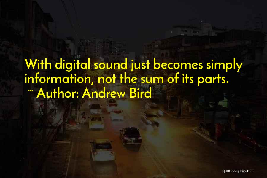 Andrew Bird Quotes: With Digital Sound Just Becomes Simply Information, Not The Sum Of Its Parts.