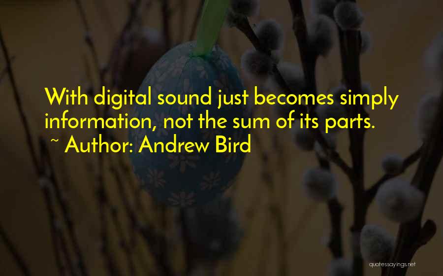 Andrew Bird Quotes: With Digital Sound Just Becomes Simply Information, Not The Sum Of Its Parts.