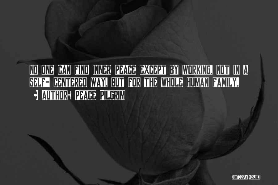 Peace Pilgrim Quotes: No One Can Find Inner Peace Except By Working, Not In A Self- Centered Way, But For The Whole Human