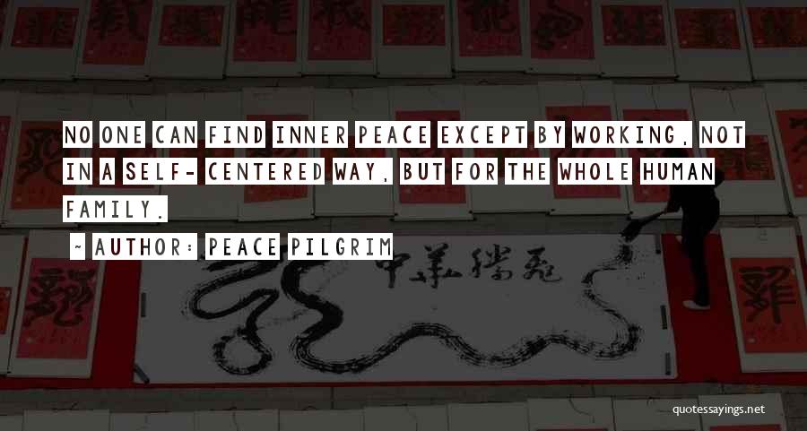 Peace Pilgrim Quotes: No One Can Find Inner Peace Except By Working, Not In A Self- Centered Way, But For The Whole Human