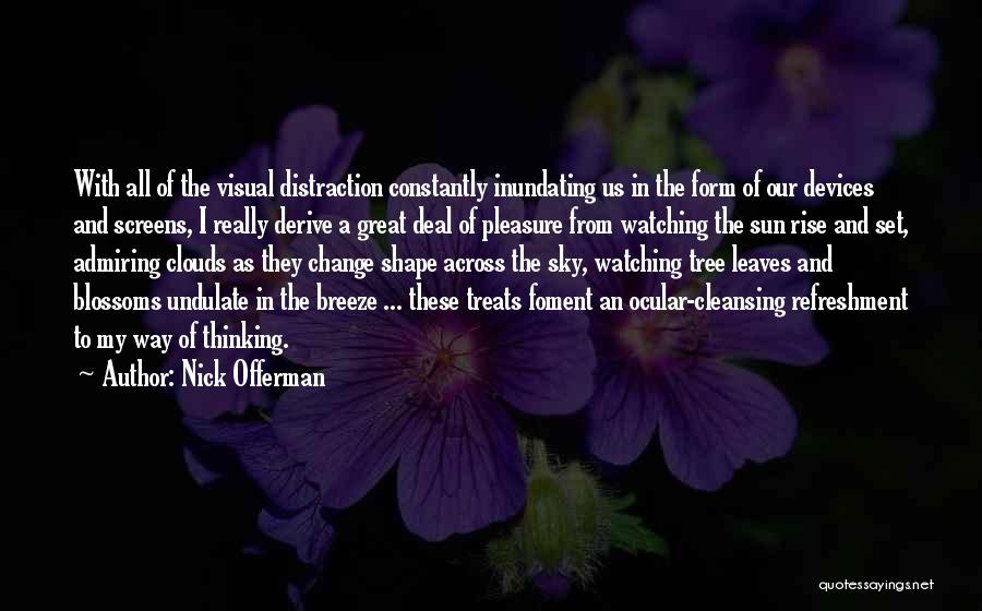 Nick Offerman Quotes: With All Of The Visual Distraction Constantly Inundating Us In The Form Of Our Devices And Screens, I Really Derive