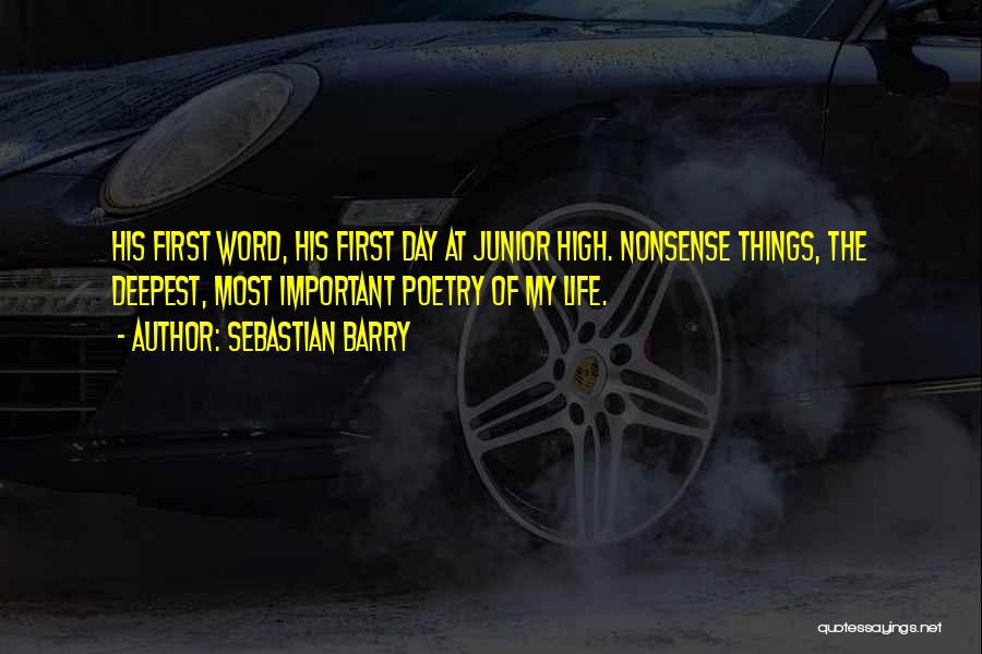 Sebastian Barry Quotes: His First Word, His First Day At Junior High. Nonsense Things, The Deepest, Most Important Poetry Of My Life.