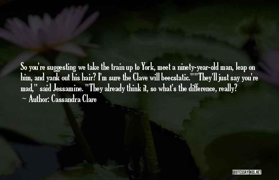 Cassandra Clare Quotes: So You're Suggesting We Take The Train Up To York, Meet A Ninety-year-old Man, Leap On Him, And Yank Out