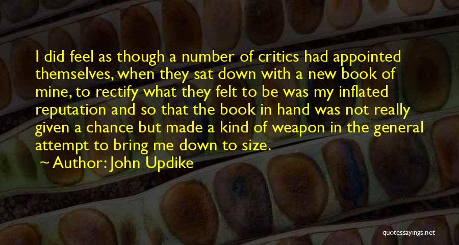 John Updike Quotes: I Did Feel As Though A Number Of Critics Had Appointed Themselves, When They Sat Down With A New Book