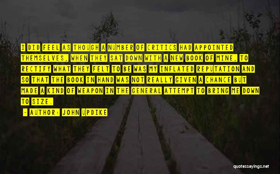 John Updike Quotes: I Did Feel As Though A Number Of Critics Had Appointed Themselves, When They Sat Down With A New Book