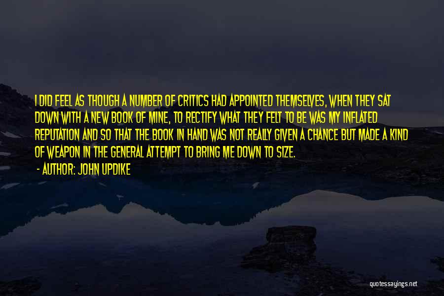 John Updike Quotes: I Did Feel As Though A Number Of Critics Had Appointed Themselves, When They Sat Down With A New Book