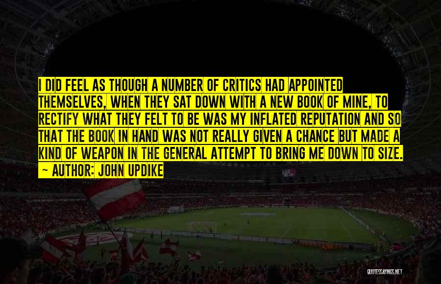 John Updike Quotes: I Did Feel As Though A Number Of Critics Had Appointed Themselves, When They Sat Down With A New Book