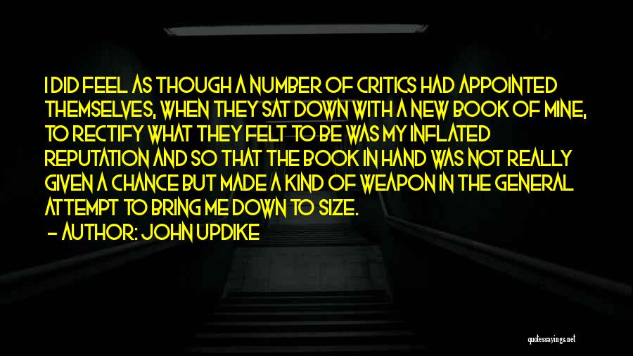 John Updike Quotes: I Did Feel As Though A Number Of Critics Had Appointed Themselves, When They Sat Down With A New Book