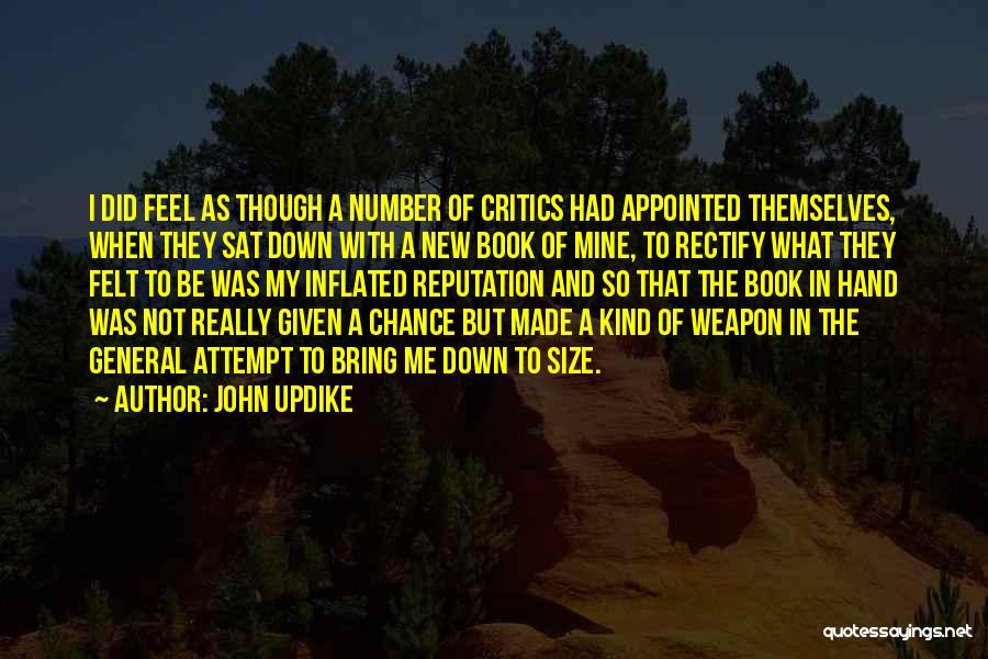 John Updike Quotes: I Did Feel As Though A Number Of Critics Had Appointed Themselves, When They Sat Down With A New Book