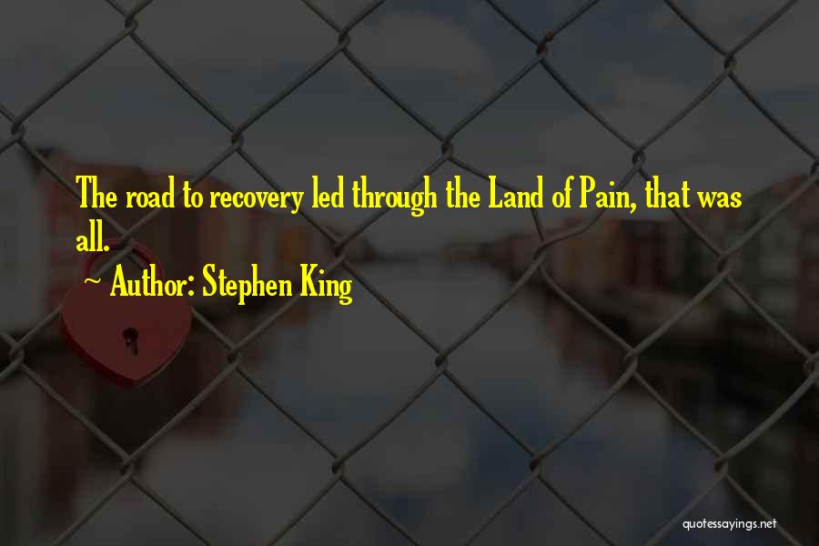 Stephen King Quotes: The Road To Recovery Led Through The Land Of Pain, That Was All.