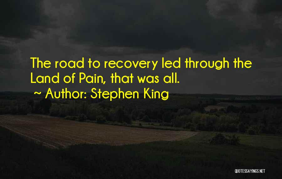 Stephen King Quotes: The Road To Recovery Led Through The Land Of Pain, That Was All.