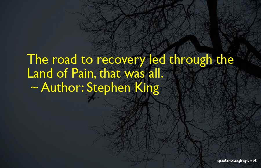 Stephen King Quotes: The Road To Recovery Led Through The Land Of Pain, That Was All.