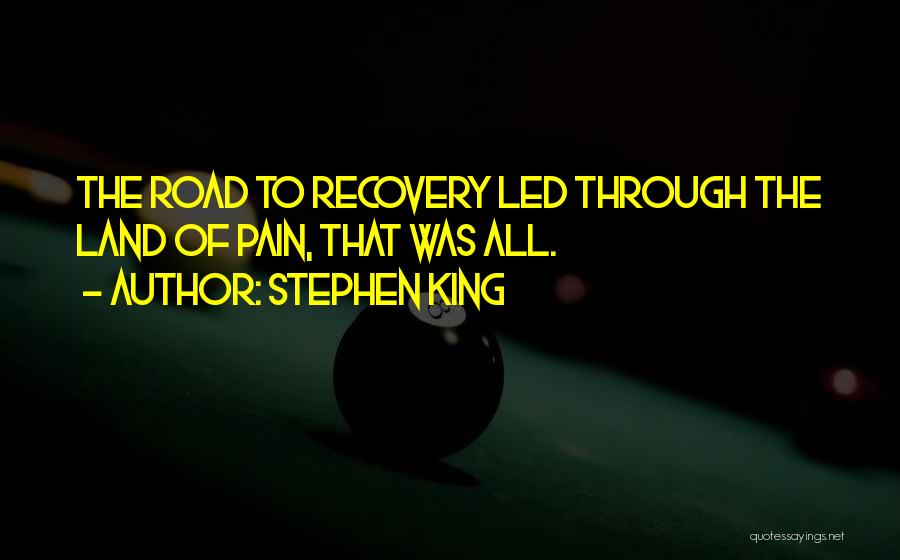 Stephen King Quotes: The Road To Recovery Led Through The Land Of Pain, That Was All.