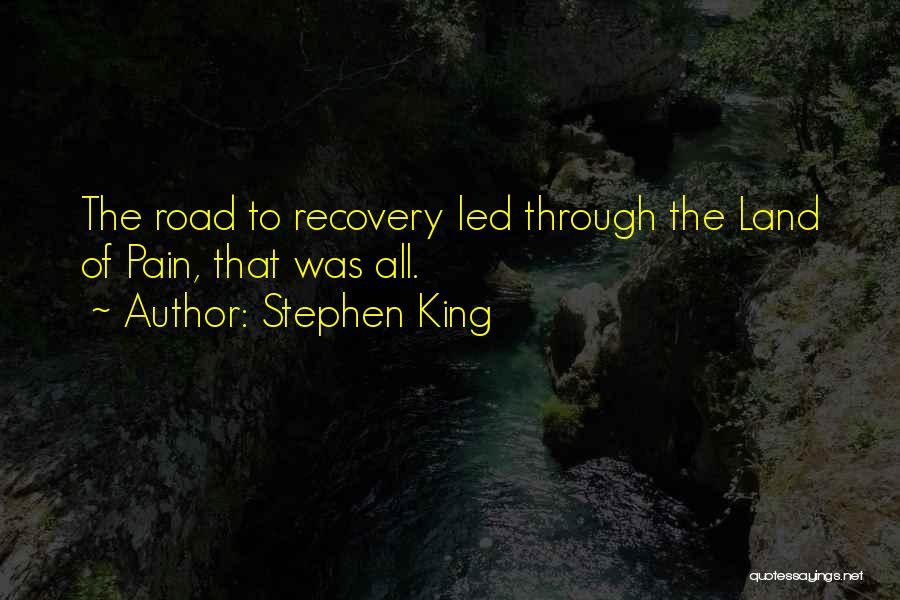 Stephen King Quotes: The Road To Recovery Led Through The Land Of Pain, That Was All.