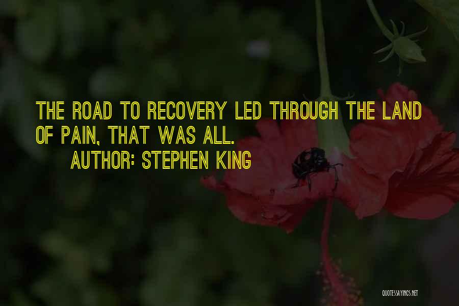 Stephen King Quotes: The Road To Recovery Led Through The Land Of Pain, That Was All.