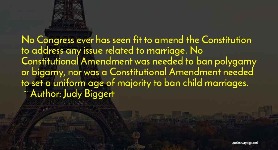 Judy Biggert Quotes: No Congress Ever Has Seen Fit To Amend The Constitution To Address Any Issue Related To Marriage. No Constitutional Amendment