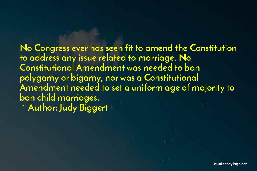 Judy Biggert Quotes: No Congress Ever Has Seen Fit To Amend The Constitution To Address Any Issue Related To Marriage. No Constitutional Amendment
