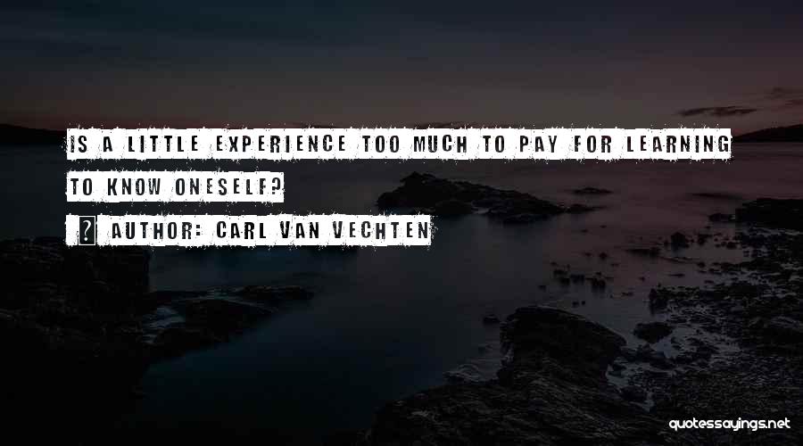 Carl Van Vechten Quotes: Is A Little Experience Too Much To Pay For Learning To Know Oneself?