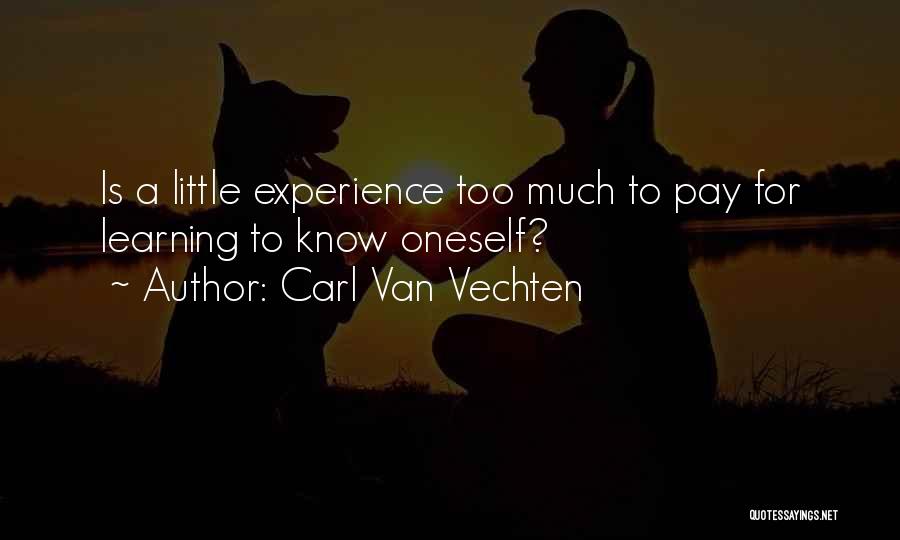 Carl Van Vechten Quotes: Is A Little Experience Too Much To Pay For Learning To Know Oneself?