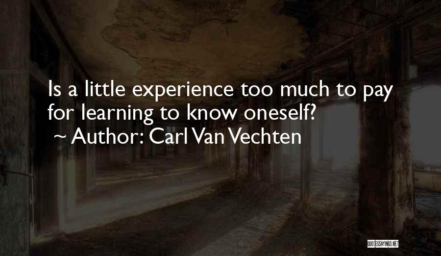 Carl Van Vechten Quotes: Is A Little Experience Too Much To Pay For Learning To Know Oneself?