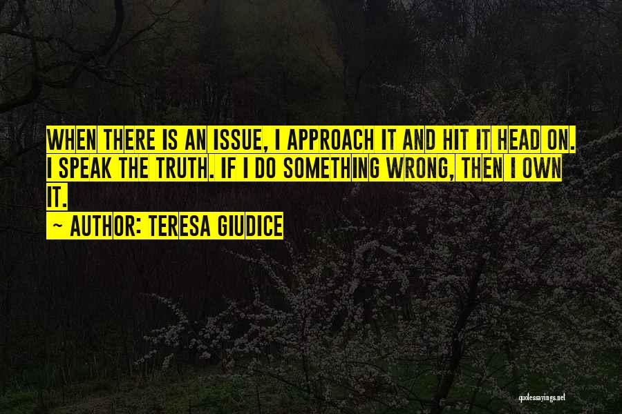 Teresa Giudice Quotes: When There Is An Issue, I Approach It And Hit It Head On. I Speak The Truth. If I Do