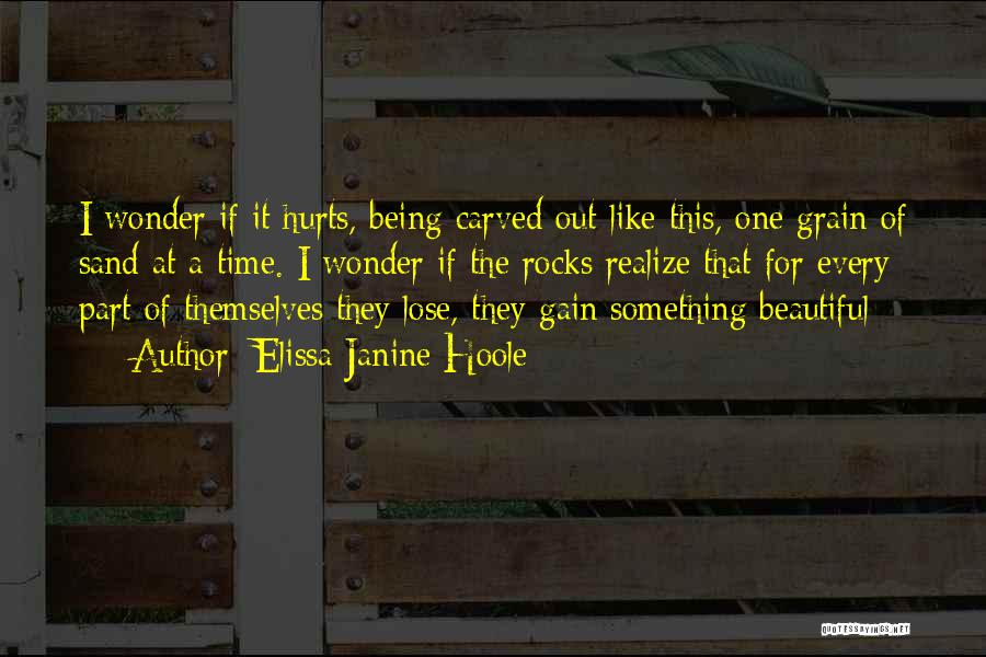 Elissa Janine Hoole Quotes: I Wonder If It Hurts, Being Carved Out Like This, One Grain Of Sand At A Time. I Wonder If