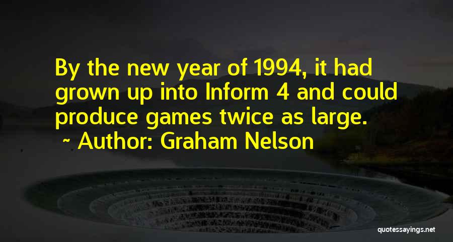 Graham Nelson Quotes: By The New Year Of 1994, It Had Grown Up Into Inform 4 And Could Produce Games Twice As Large.