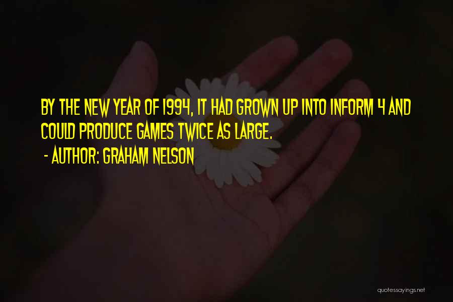 Graham Nelson Quotes: By The New Year Of 1994, It Had Grown Up Into Inform 4 And Could Produce Games Twice As Large.