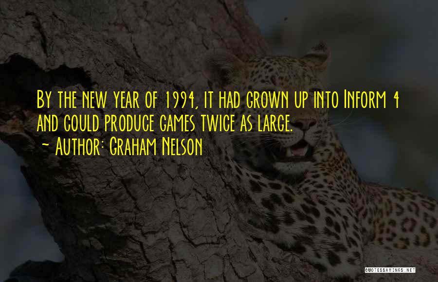 Graham Nelson Quotes: By The New Year Of 1994, It Had Grown Up Into Inform 4 And Could Produce Games Twice As Large.