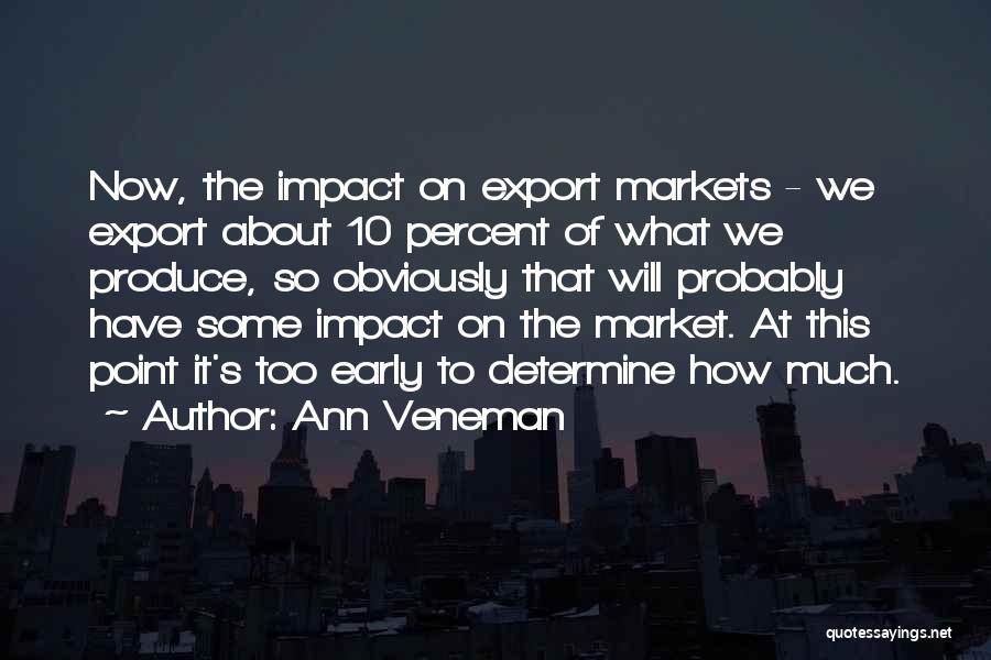 Ann Veneman Quotes: Now, The Impact On Export Markets - We Export About 10 Percent Of What We Produce, So Obviously That Will