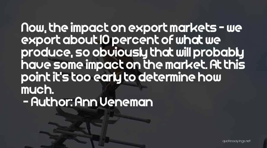 Ann Veneman Quotes: Now, The Impact On Export Markets - We Export About 10 Percent Of What We Produce, So Obviously That Will