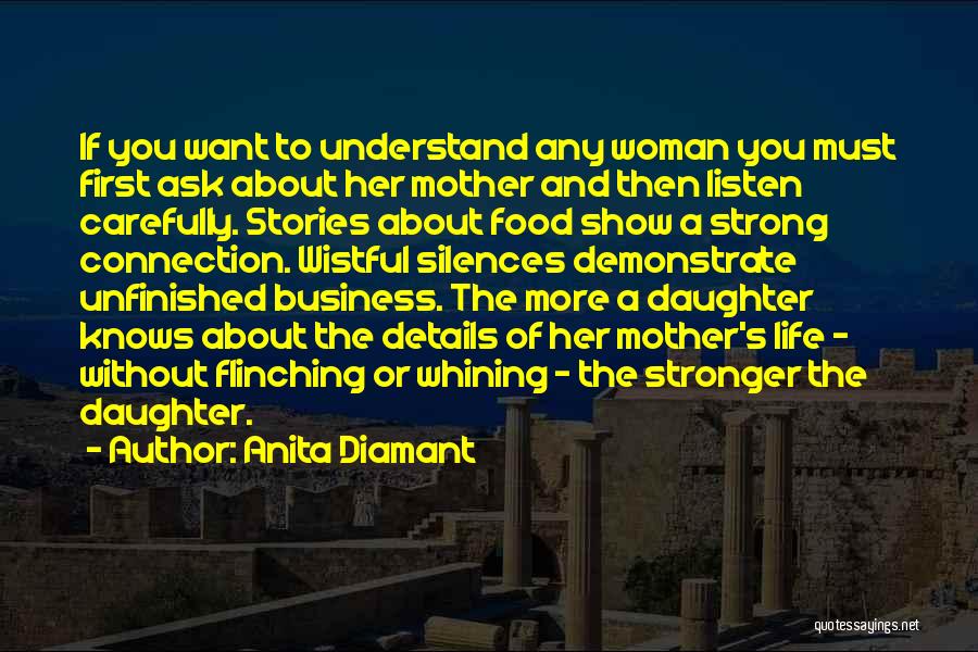 Anita Diamant Quotes: If You Want To Understand Any Woman You Must First Ask About Her Mother And Then Listen Carefully. Stories About