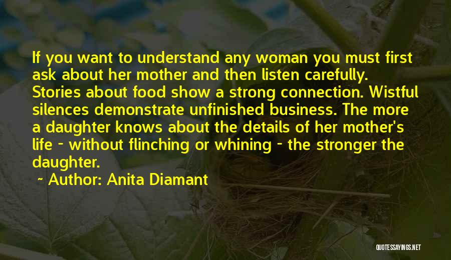 Anita Diamant Quotes: If You Want To Understand Any Woman You Must First Ask About Her Mother And Then Listen Carefully. Stories About