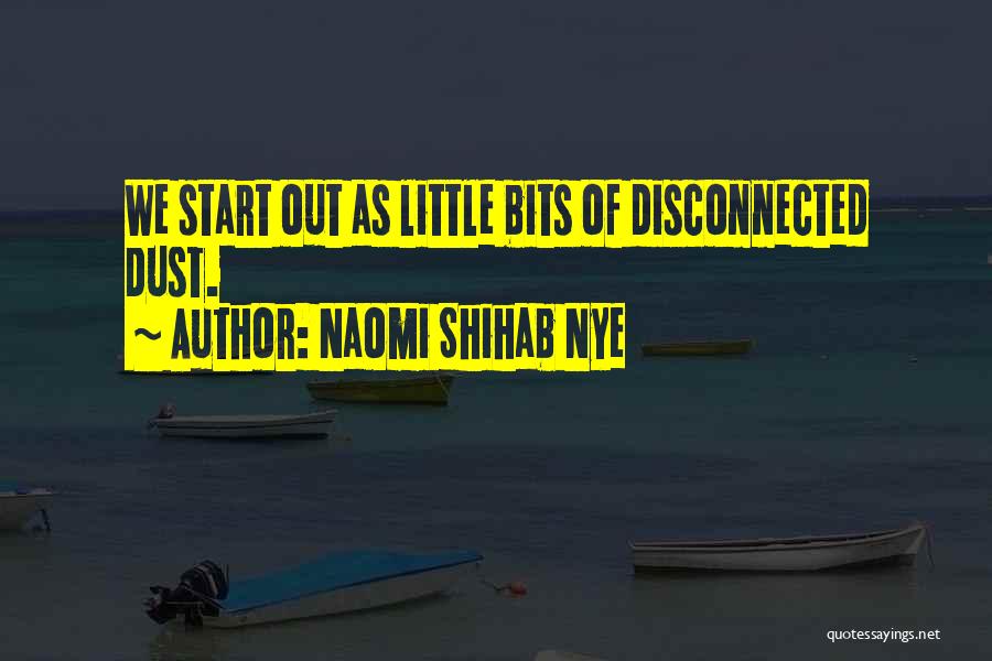 Naomi Shihab Nye Quotes: We Start Out As Little Bits Of Disconnected Dust.