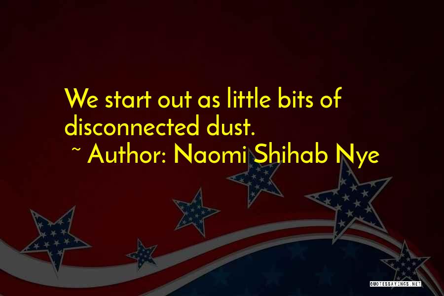 Naomi Shihab Nye Quotes: We Start Out As Little Bits Of Disconnected Dust.