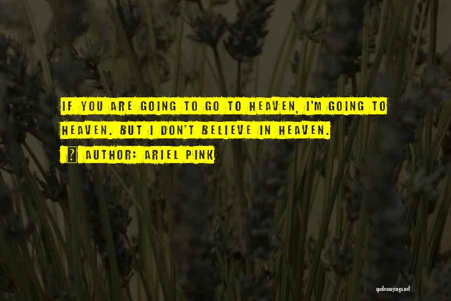 Ariel Pink Quotes: If You Are Going To Go To Heaven, I'm Going To Heaven. But I Don't Believe In Heaven.
