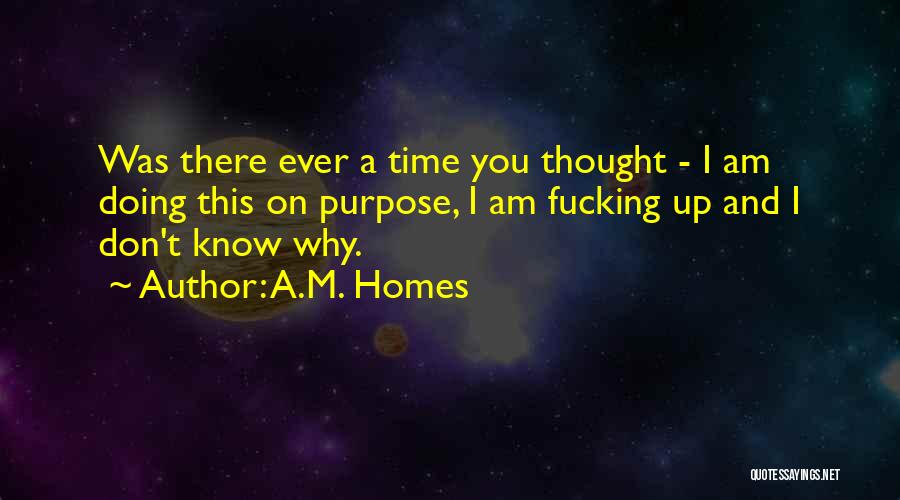 A.M. Homes Quotes: Was There Ever A Time You Thought - I Am Doing This On Purpose, I Am Fucking Up And I