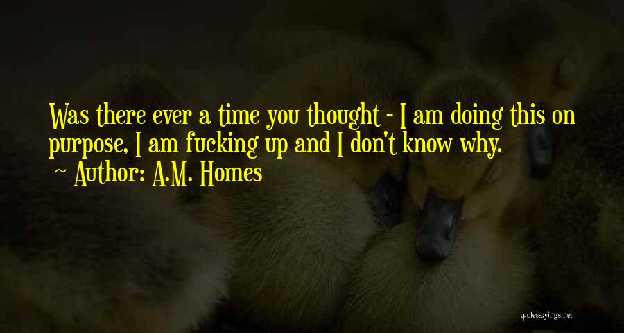 A.M. Homes Quotes: Was There Ever A Time You Thought - I Am Doing This On Purpose, I Am Fucking Up And I