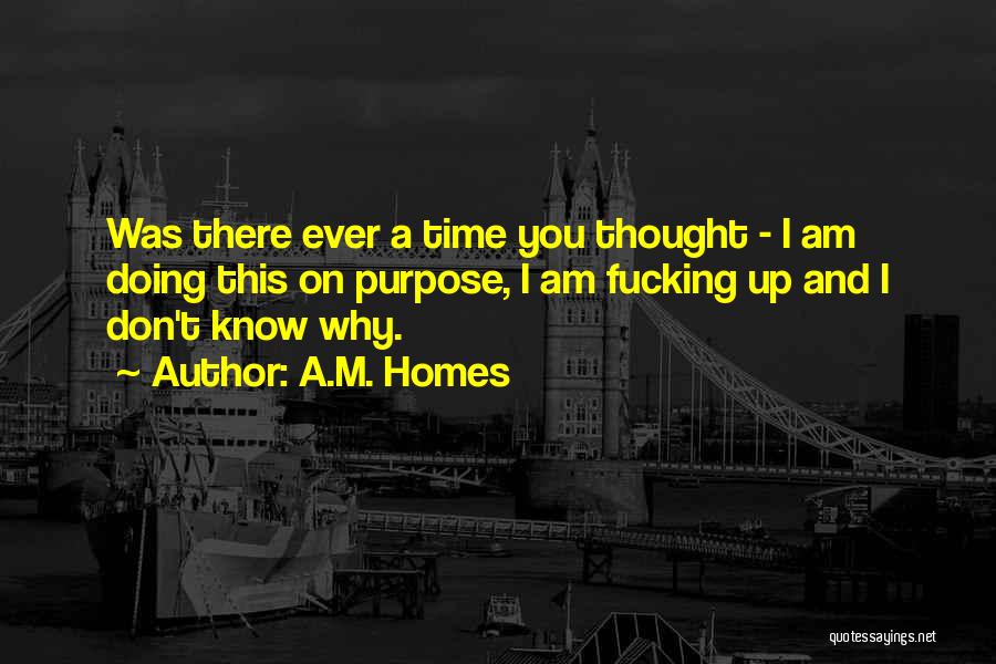 A.M. Homes Quotes: Was There Ever A Time You Thought - I Am Doing This On Purpose, I Am Fucking Up And I