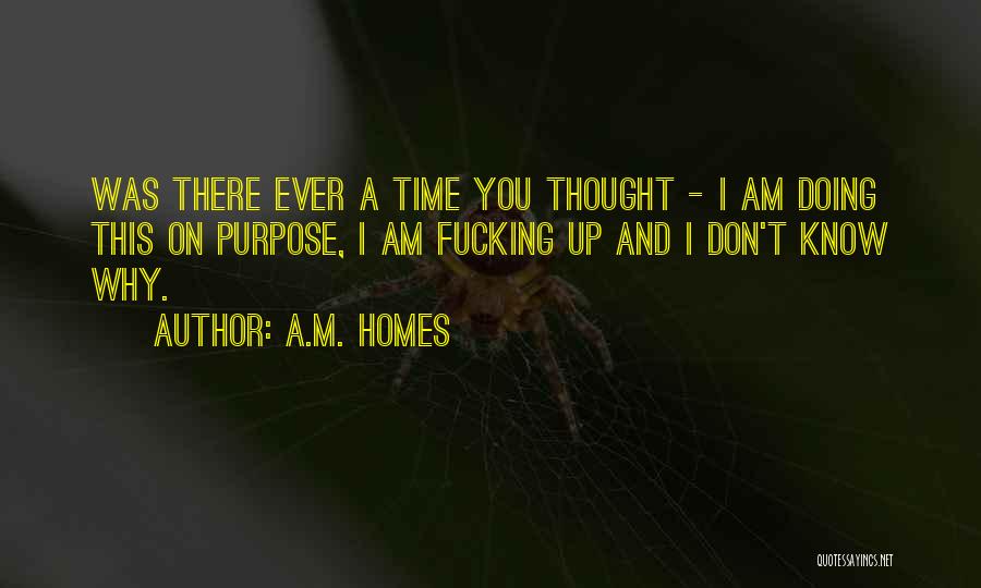 A.M. Homes Quotes: Was There Ever A Time You Thought - I Am Doing This On Purpose, I Am Fucking Up And I
