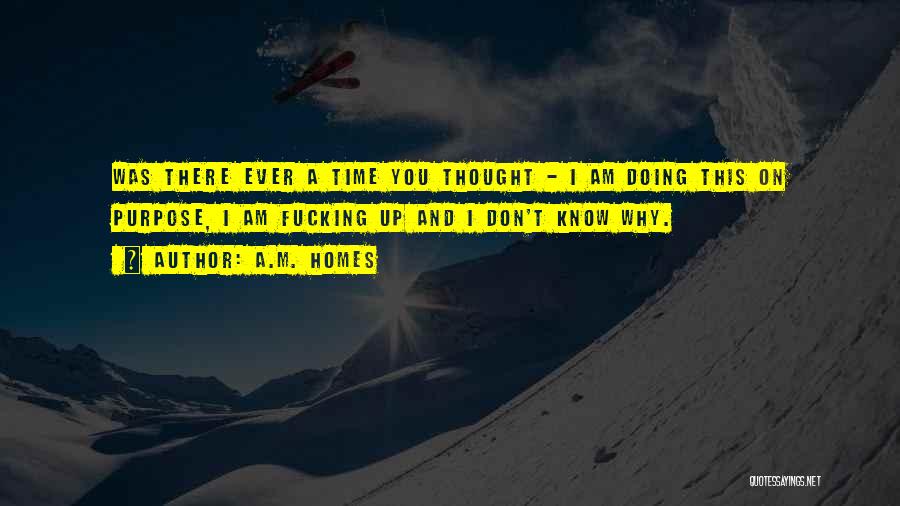 A.M. Homes Quotes: Was There Ever A Time You Thought - I Am Doing This On Purpose, I Am Fucking Up And I