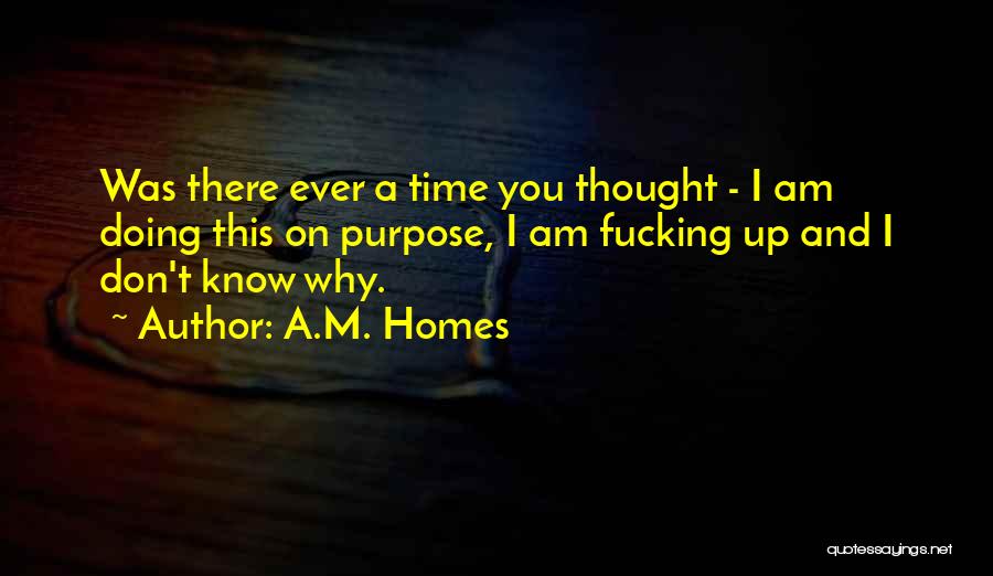 A.M. Homes Quotes: Was There Ever A Time You Thought - I Am Doing This On Purpose, I Am Fucking Up And I