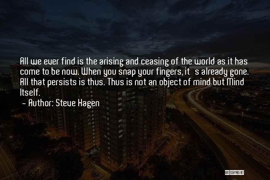 Steve Hagen Quotes: All We Ever Find Is The Arising And Ceasing Of The World As It Has Come To Be Now. When