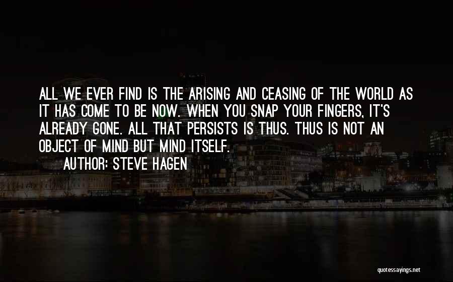 Steve Hagen Quotes: All We Ever Find Is The Arising And Ceasing Of The World As It Has Come To Be Now. When