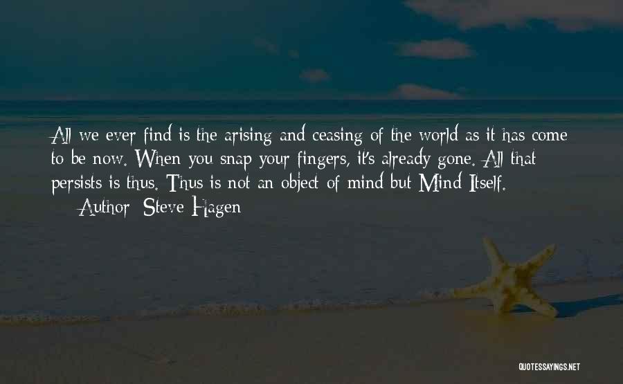 Steve Hagen Quotes: All We Ever Find Is The Arising And Ceasing Of The World As It Has Come To Be Now. When