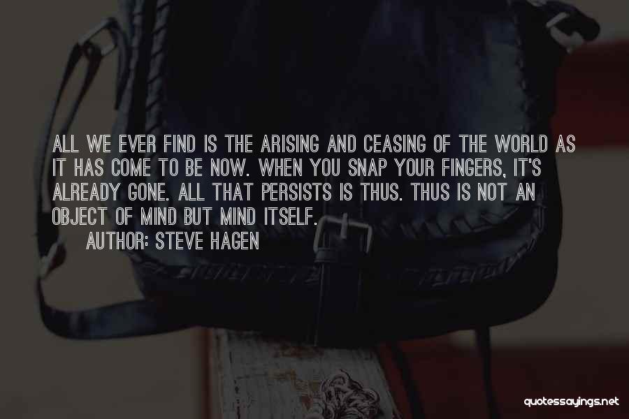 Steve Hagen Quotes: All We Ever Find Is The Arising And Ceasing Of The World As It Has Come To Be Now. When