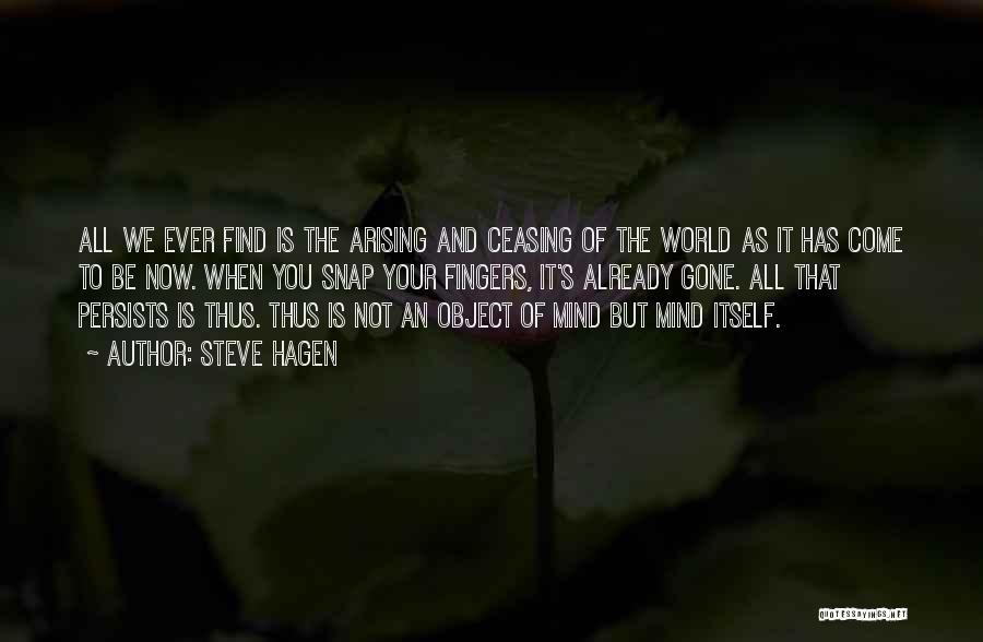 Steve Hagen Quotes: All We Ever Find Is The Arising And Ceasing Of The World As It Has Come To Be Now. When