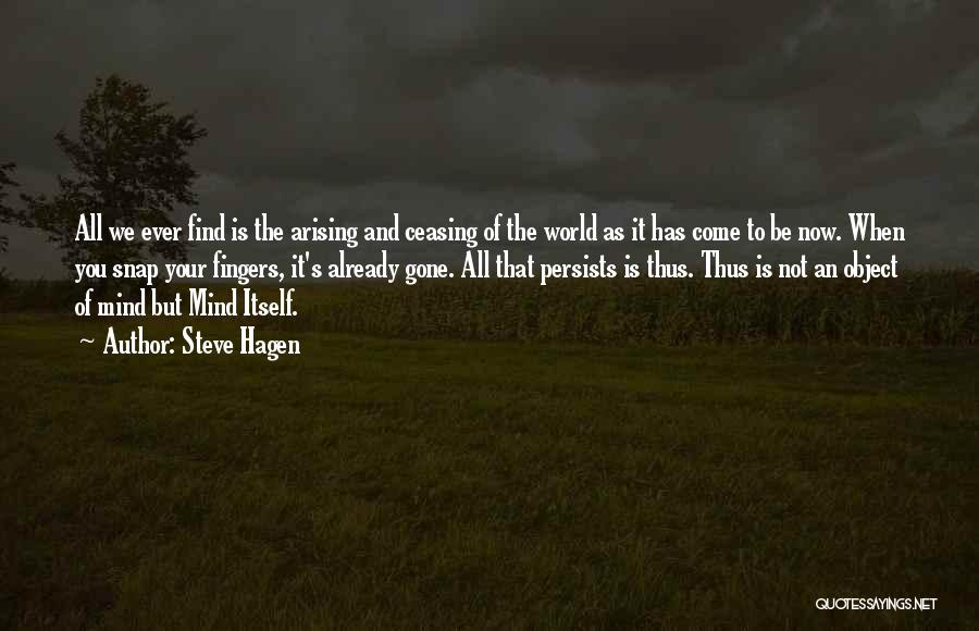 Steve Hagen Quotes: All We Ever Find Is The Arising And Ceasing Of The World As It Has Come To Be Now. When